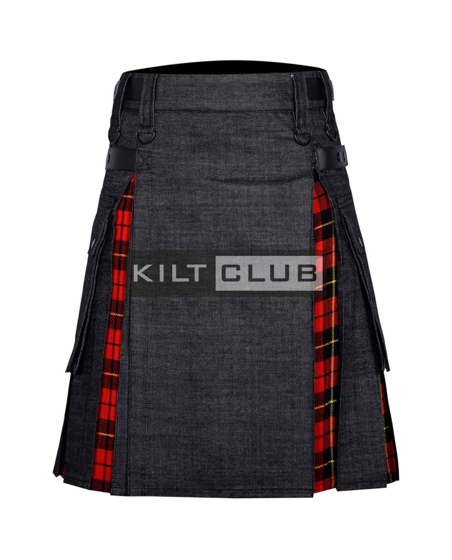 Black Denim Scottish Rose Hybrid Kilt
