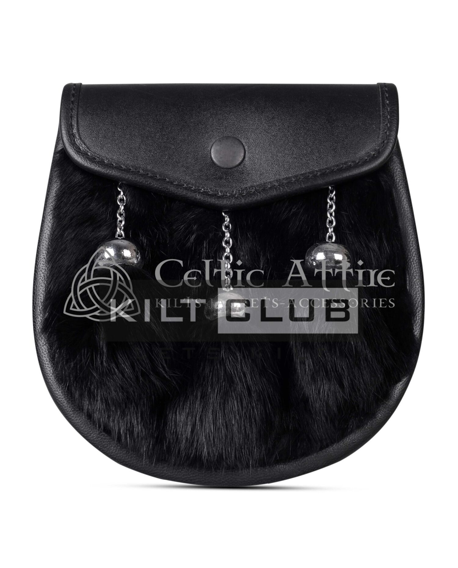 Black Leather Rabbit Fur Semi Dress Sporran