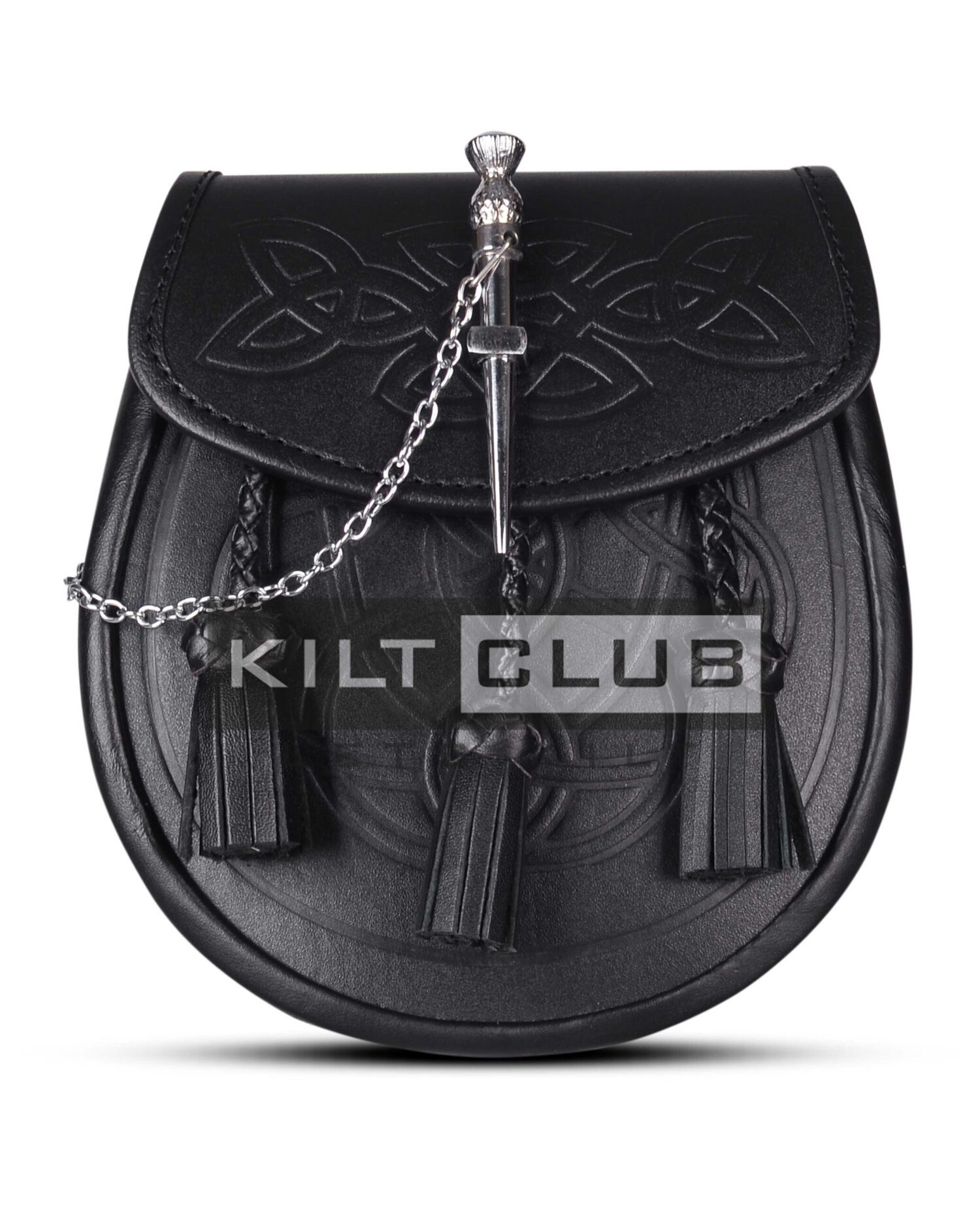 Black Leather Pin Lock Embossed