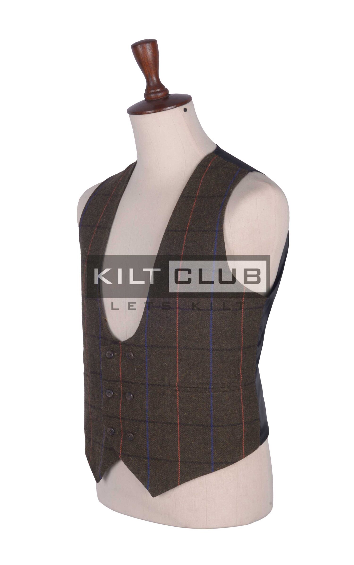 Country Brown Tweed Double Breasted Waistcoat