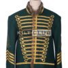 Green Wool Gold Braided Military Hussar Jacket