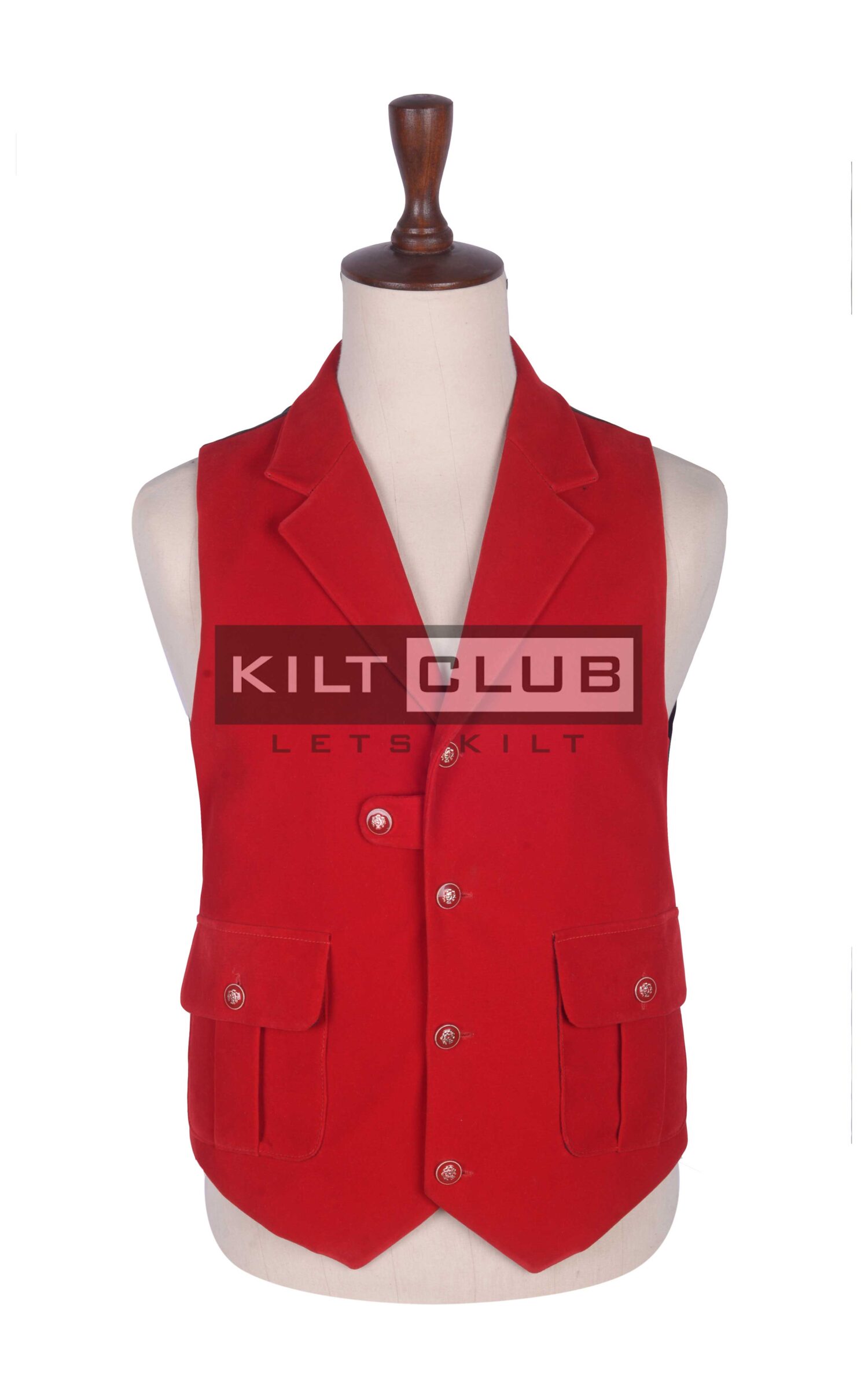 Red Velvet Waistcoat For Men