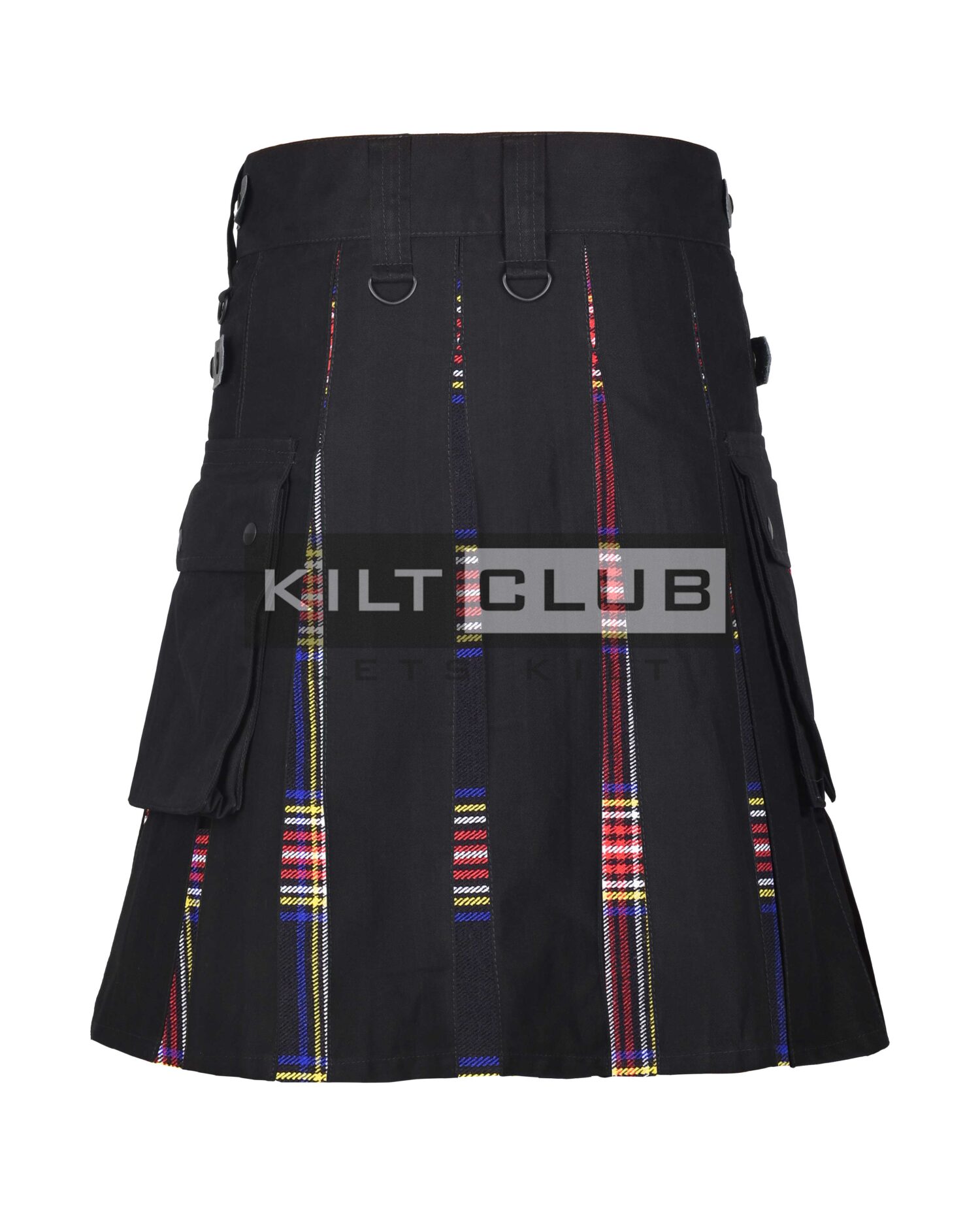 Sterwart Black Tartan 8 yard Hybrid kilt
