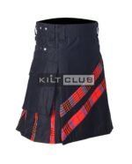 Black Cotton Leslie Red Hybrid Kilt - Image 3