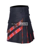 Black Cotton Leslie Red Hybrid Kilt - Image 2