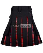 Black Cotton Royal Stewart Hybrid Kilt - Image 2