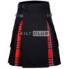 Black Cotton Royal Stewart Hybrid Kilt