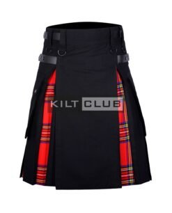 Black Cotton Royal Stewart Hybrid Kilt