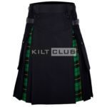 Black Cotton Wallace Hunting Hybrid Kilt
