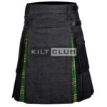 Black Denim Irish Tartan Hybrid Kilt