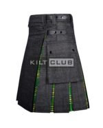Black Denim Irish Tartan Hybrid Kilt - Image 2