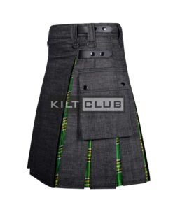 Alternative view of Black Denim Irish Tartan Hybrid Kilt