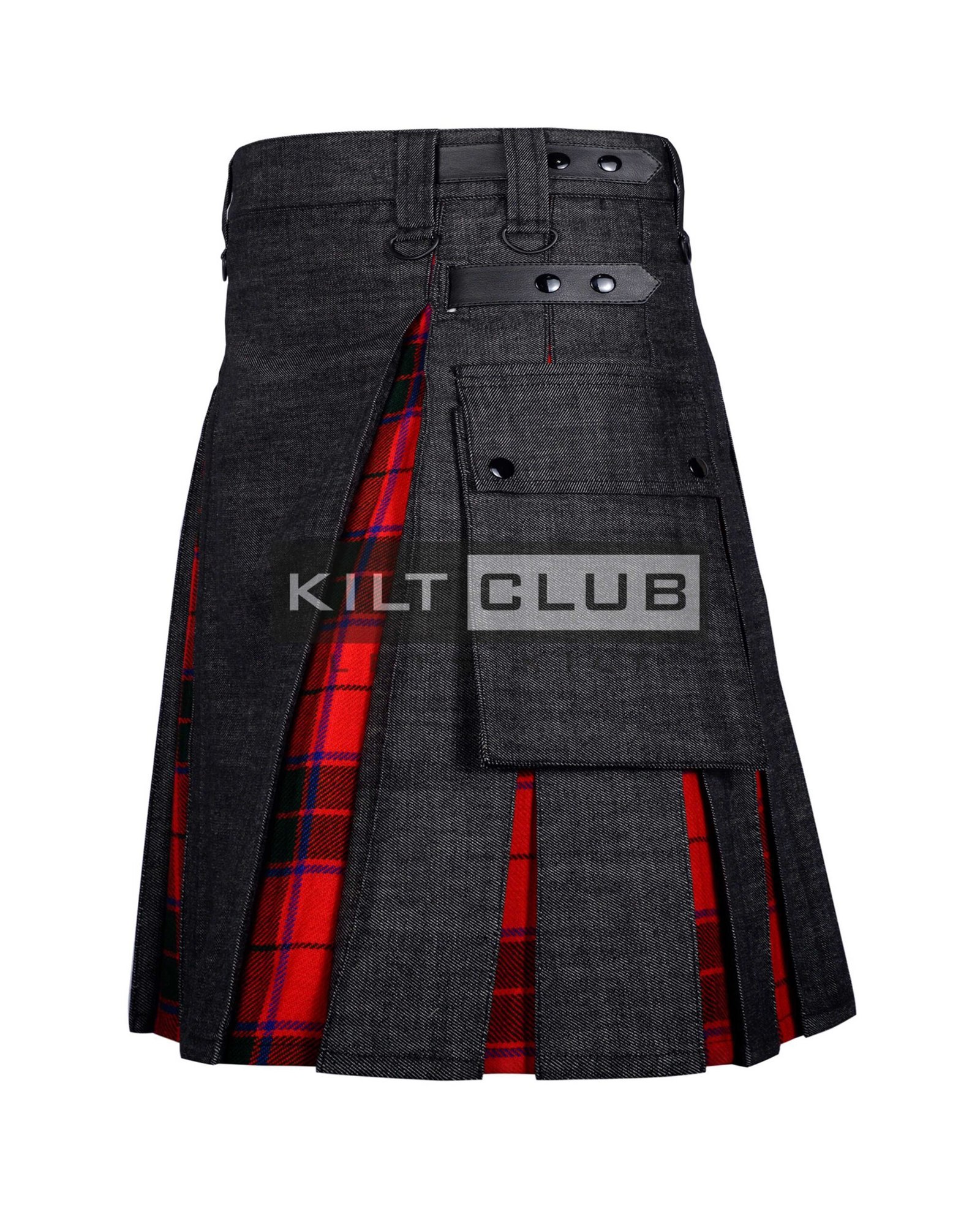 Black Denim Scottish Rose Hybrid Kilt - Image 4