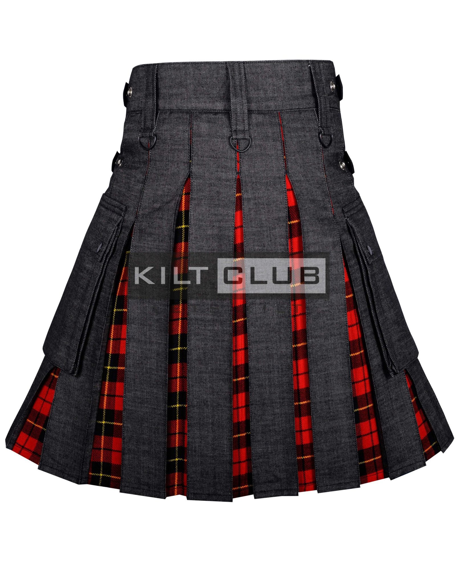 Black Denim Scottish Rose Hybrid Kilt - Image 3