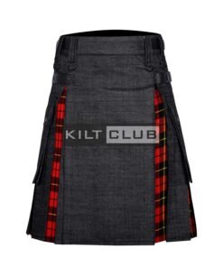 Black Denim Scottish Rose Hybrid Kilt