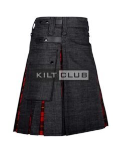 Alternative view of Black Denim Scottish Rose Hybrid Kilt