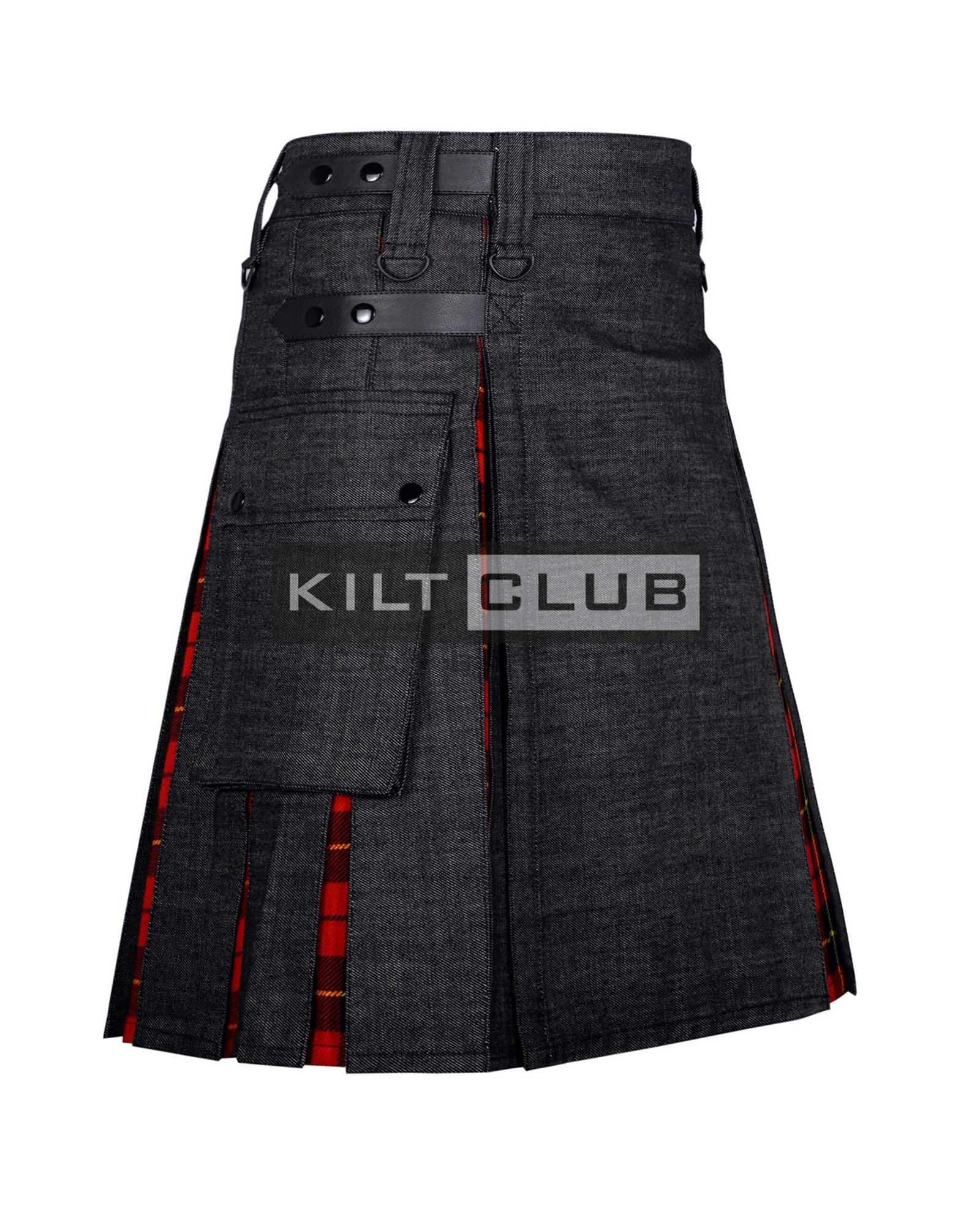Black Denim Scottish Rose Hybrid Kilt - Image 2