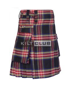 Alternative view of Black Stewart Tartan Utility Kilt
