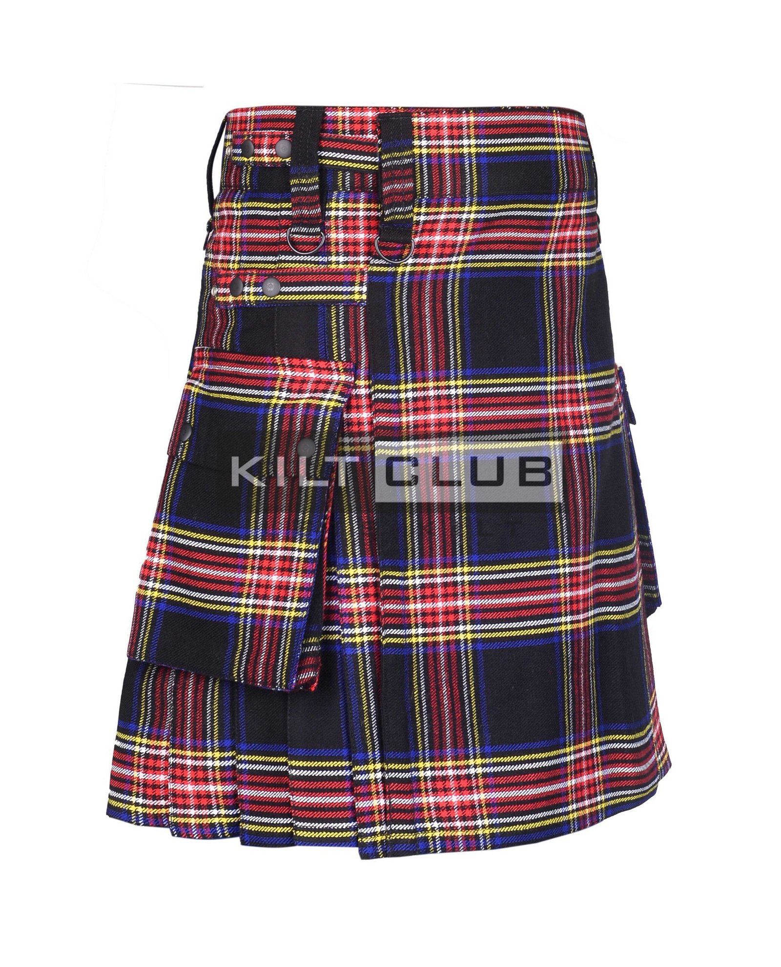 Black Stewart Tartan Utility Kilt - Image 2