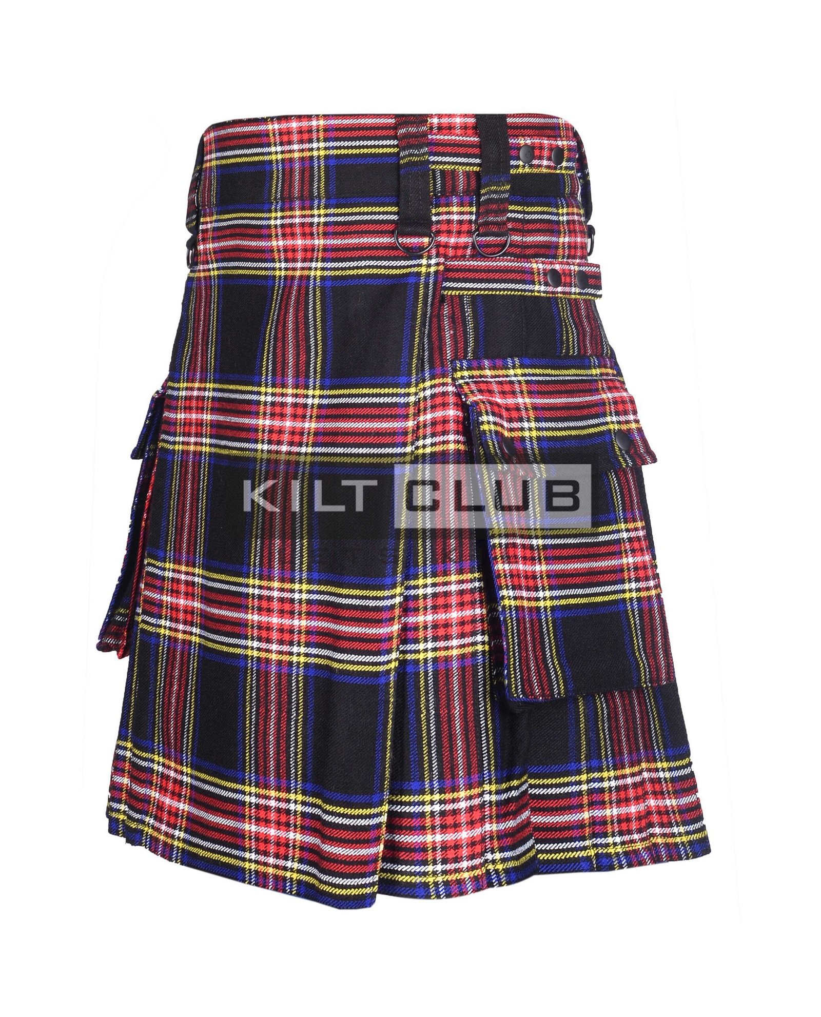 Black Stewart Tartan Utility Kilt - Image 3