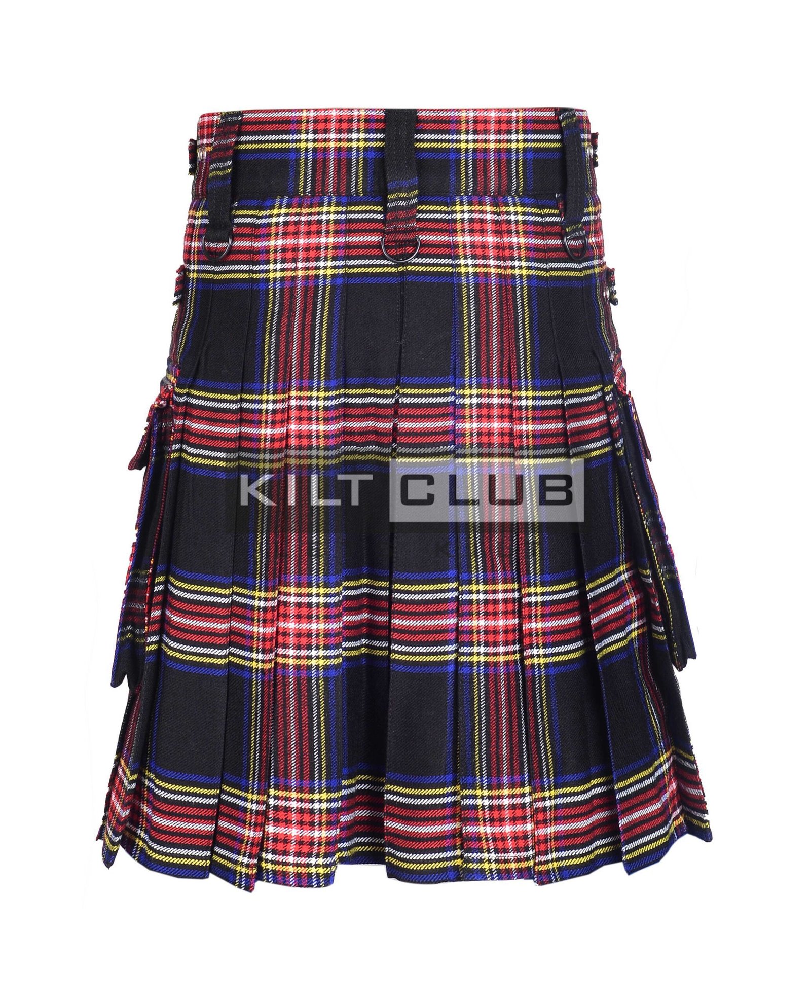 Black Stewart Tartan Utility Kilt - Image 4