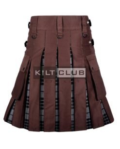 Alternative view of Brown Cotton Gray Watch Hybrid Kilt