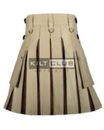 Khaki Cotton Brown Tartan Hybrid Kilt - Image 3
