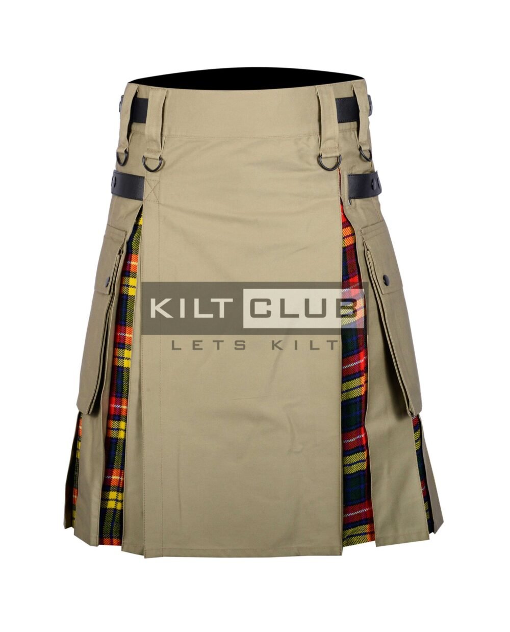 Khaki Cotton Buchanan Tartan Hybrid Kilt