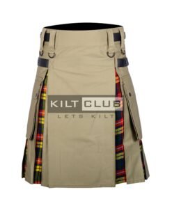 Khaki Cotton Buchanan Tartan Hybrid Kilt