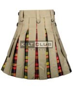 Khaki Cotton Buchanan Tartan Hybrid Kilt - Image 2