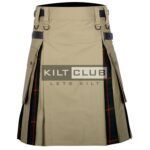 Khaki Cotton Gunn Tartan Hybrid Kilt