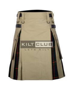 Khaki Cotton Gunn Tartan Hybrid Kilt
