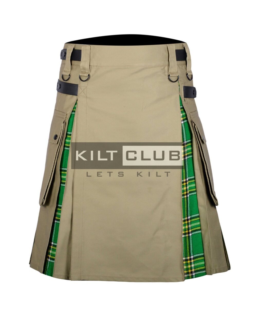 Khaki Cotton Irish Tartan Hybrid Kilt