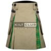Khaki Cotton Irish Tartan Hybrid Kilt