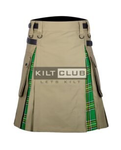 Khaki Cotton Irish Tartan Hybrid Kilt