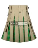 Khaki Cotton Irish Tartan Hybrid Kilt - Image 2