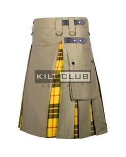 Alternative view of Khaki Cotton Macleod of Lewis Tartan Hybrid Kilt