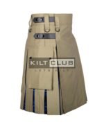 Khaki Cotton Ramsay Blue Tartan Hybrid Kilt - Image 2