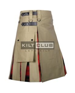 Alternative view of Khaki Cotton Scottish Rose Tartan Hybrid Kilt