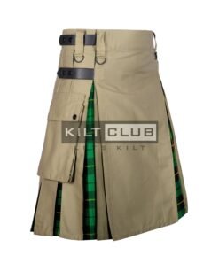 Alternative view of Khaki Cotton - Wallace Hunting Tartan Hybrid Kilt