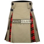 Khaki Cotton - Wallace Tartan Hybrid Kilt