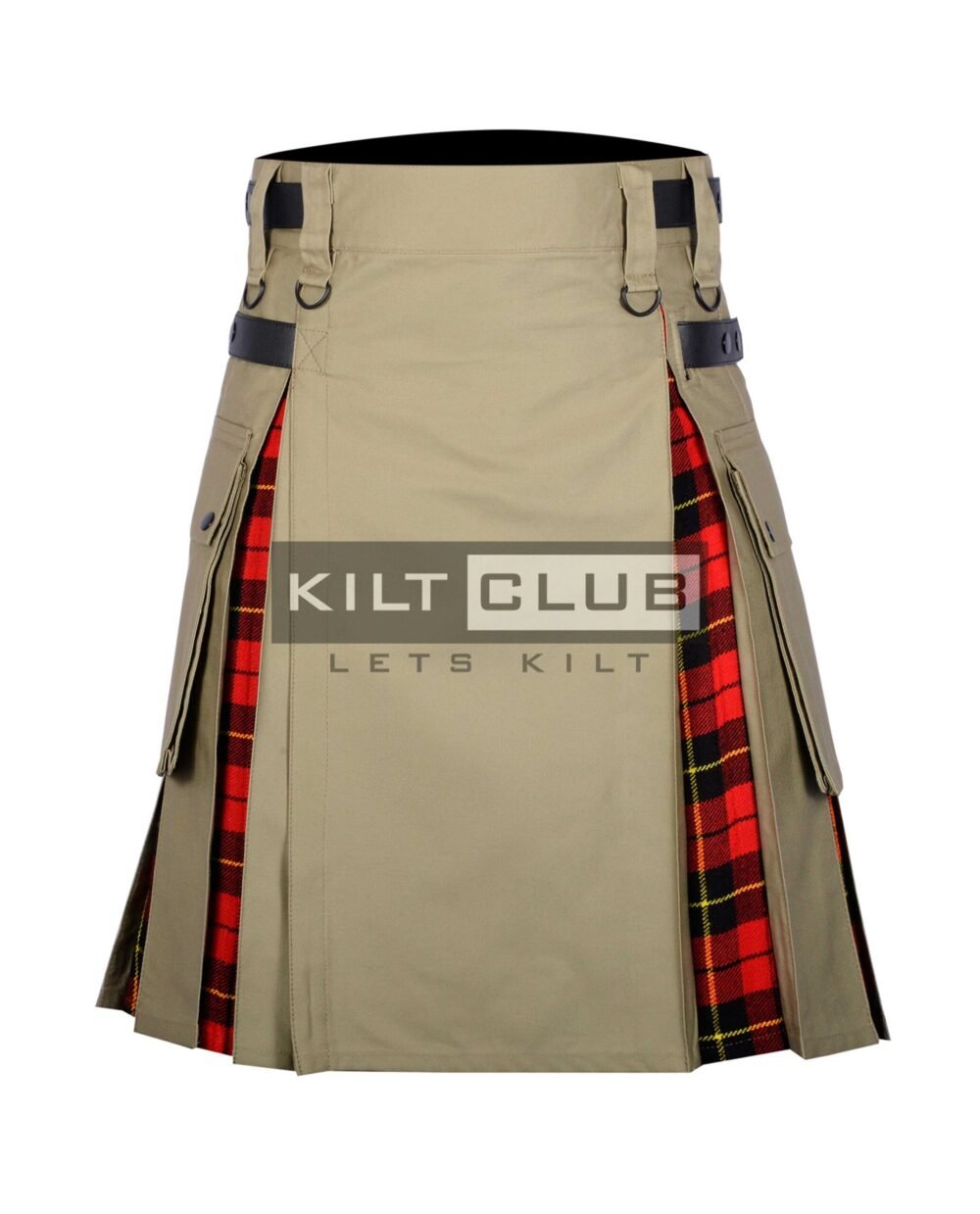 Khaki Cotton - Wallace Tartan Hybrid Kilt