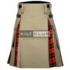 Khaki Cotton - Wallace Tartan Hybrid Kilt