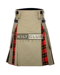 Khaki Cotton - Wallace Tartan Hybrid Kilt