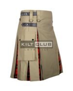 Khaki Cotton - Wallace Tartan Hybrid Kilt - Image 2