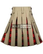 Khaki Cotton - Wallace Tartan Hybrid Kilt - Image 3