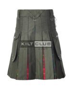 Olive Green Cotton - County Mayo Tartan Hybrid Kilt - Image 4