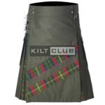 Olive Green Cotton - County Mayo Tartan Hybrid Kilt
