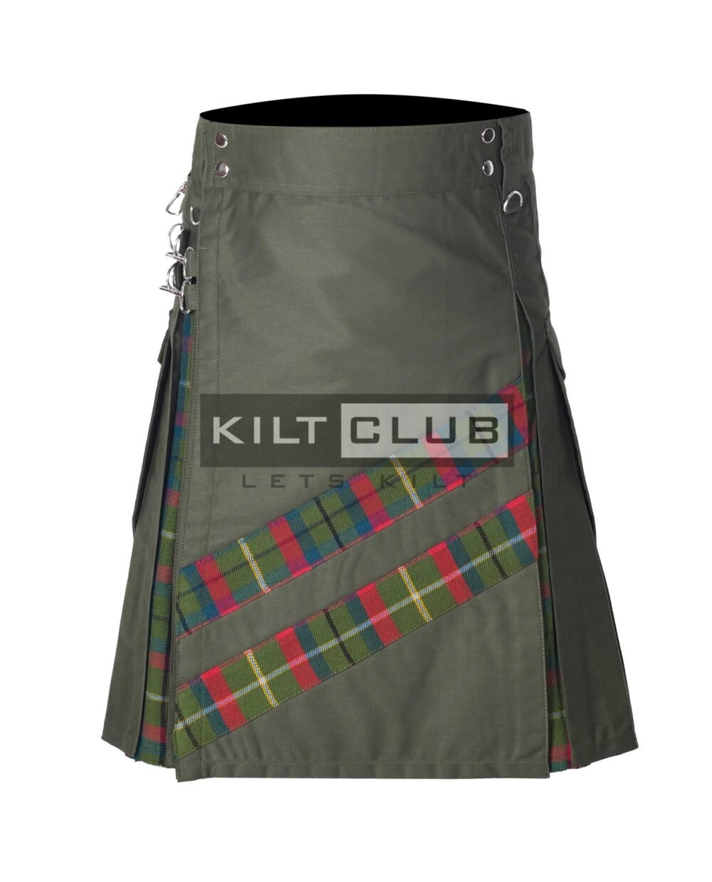 Olive Green Cotton - County Mayo Tartan Hybrid Kilt