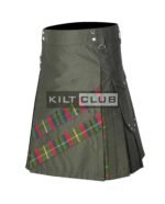 Olive Green Cotton - County Mayo Tartan Hybrid Kilt - Image 3